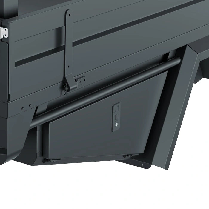 Tie down rails on aluminium tray