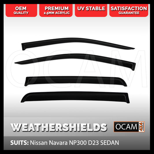 OCAM Weathershields for Nissan Navara NP300 D23 07/2015-2025, 4-pce Window Visors