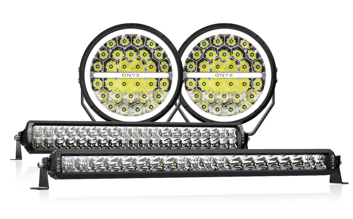 JB-9 (pair) Including Wiring Harness + XEN Double Row + Single Row Light Bar Bundle