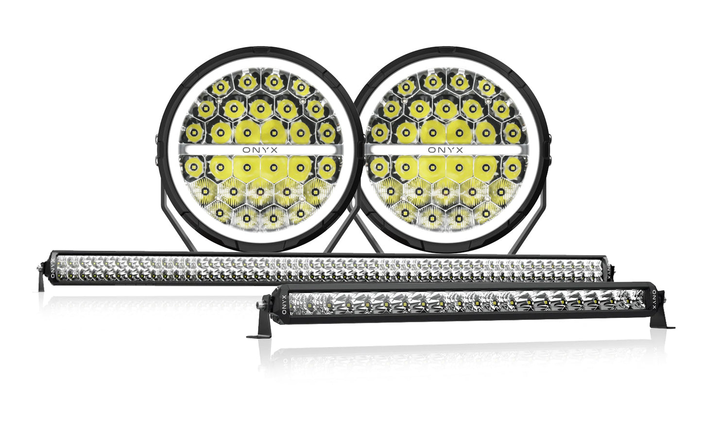 JB-9 (pair) Including Wiring Harness + XEN Double Row + Single Row Light Bar Bundle