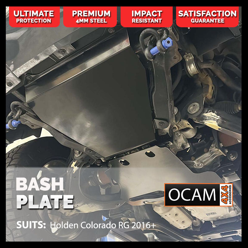 OCAM 2pce Steel Bash Plates For Holden Colorado RG 07/2016-Current, 4mm Black