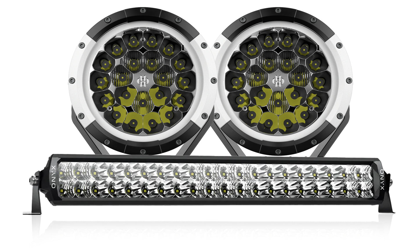 TB-9 (pair) Including Wiring Harness + XEN Double Row Light Bar Bundle
