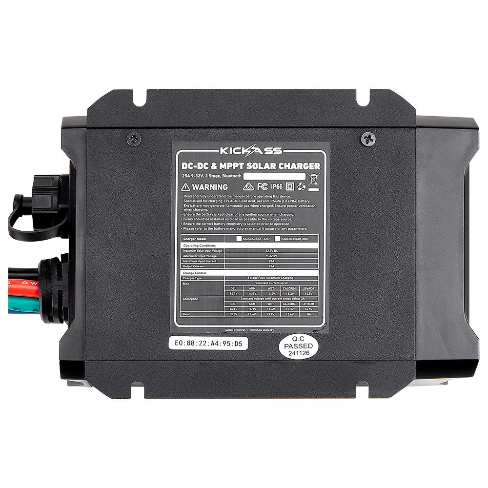 KickAss ProductsKickAss Smart 12V/24V 25A DCDC Charger With Solar MPPT + Integrated Bluetooth + Pre - Wired AndersonKADCDC25ABT - AND
