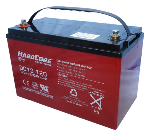 DC12-120 - 12VOLT 120AH AGM DEEP CYCLE HARDCORE BATTERY - LHP