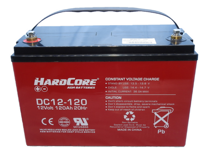 DC12-120 - 12VOLT 120AH AGM DEEP CYCLE HARDCORE BATTERY - LHP