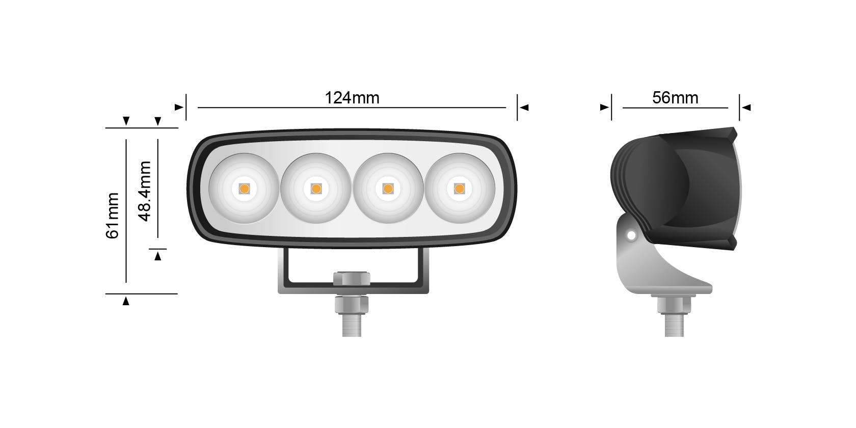 Single 20W LED Work Light Slim Black - View 9