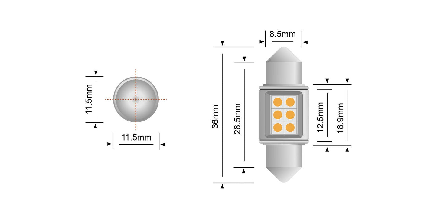 Festoon 36mm LED Bulbs (Pair) - View 3