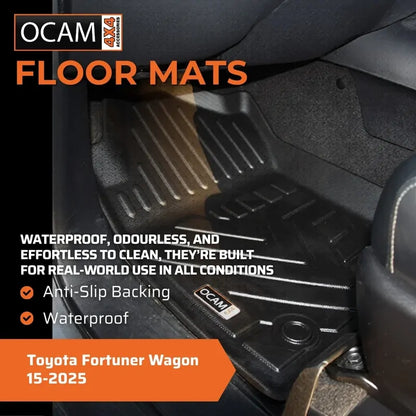 3D All Weather Floor Mats Liners For Toyota Fortuner Wagon 15-2025 TPE