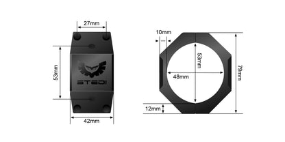 48mm - 53mm HEX Bull Bar Tube Mounting Brackets