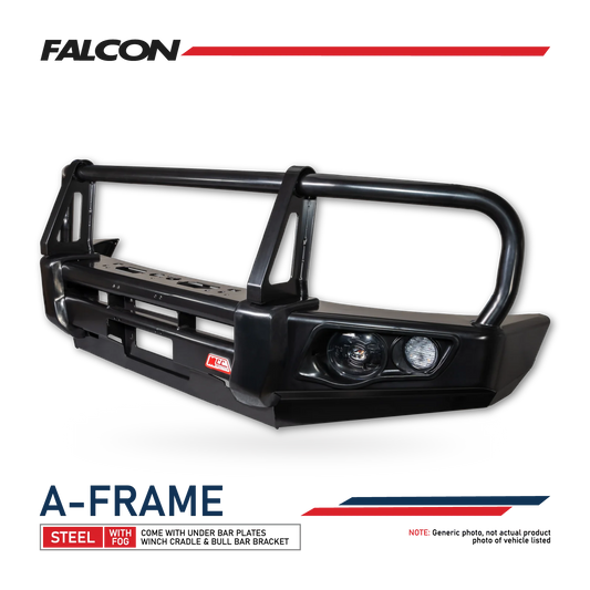 MCC 4x4 Hilux 2026-On (9th Gen) 707-02 Falcon Bull Bar Black A-Frame Package (LED Foglight)