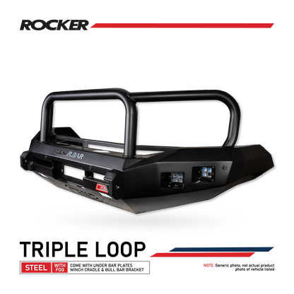 MCC 4x4 078-02SQ Rocker Triple Loop Bull Bar for Nissan Patrol Y62 Series 1-4 (2012-2017)