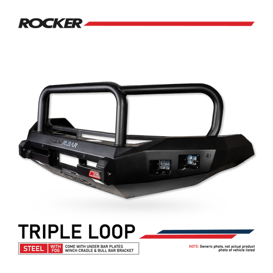 MCC 4x4 078-02SQ Rocker Triple Loop Bull Bar for Nissan Patrol Y62 Series 1-4 (2012-2017)