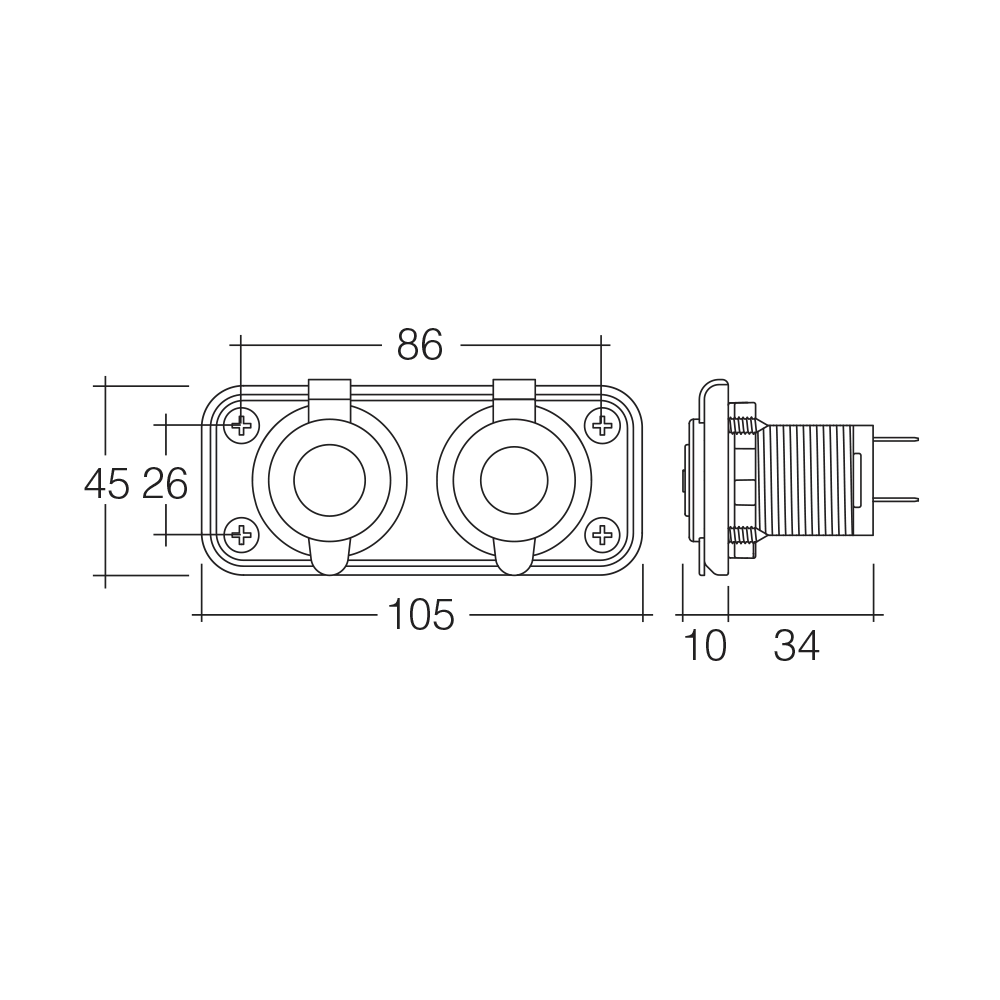 Heavy-Duty Twin Accessory Sockets