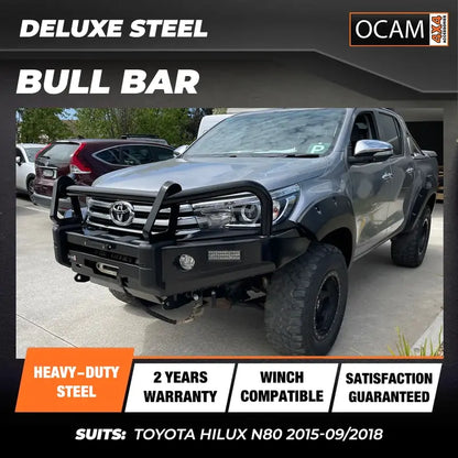 OCAM Deluxe Steel Bull Bar For Toyota Hilux N80 2015-09/2018, Winch Compatible