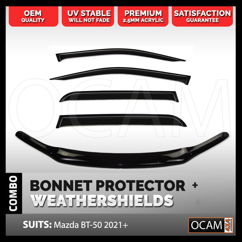 OCAM - Bonnet Protector, Weathershields For Mazda BT50 09/2020 BT-50 Visors -