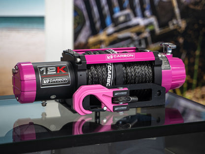 The Pink Carbon 12K - 12000lb Pink Electric Winch With Pink Hook (Special Edition)