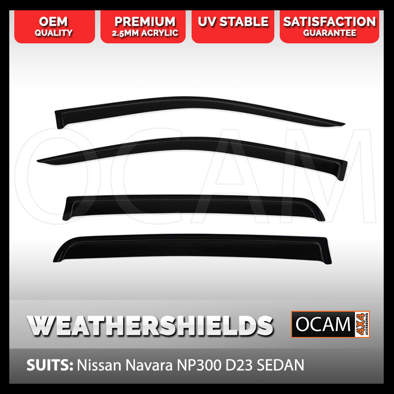 OCAM Weathershields for Nissan Navara NP300 D23 07/2015-2025, 4-pce Window Visors