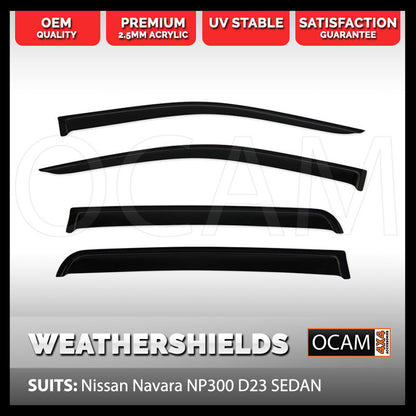OCAM Weathershields for Nissan Navara NP300 D23 07/2015-2025, 4-pce Window Visors