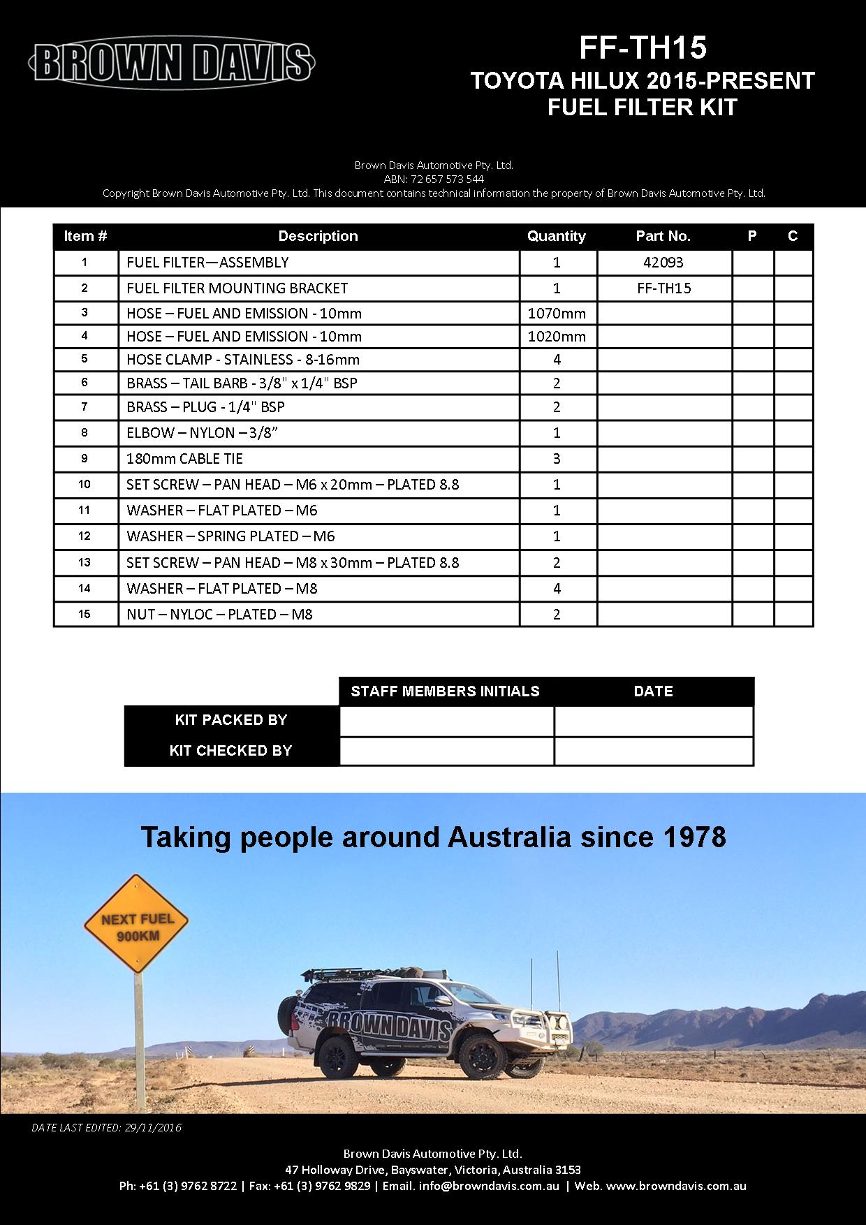 145 LITRE POLY REPLACEMENT LONG RANGE FUEL TANKto suit TOYOTA HILUX - 2015-PRESENT - ALL MODELS- 4WD- DIESEL ONLY - 48V MODLES