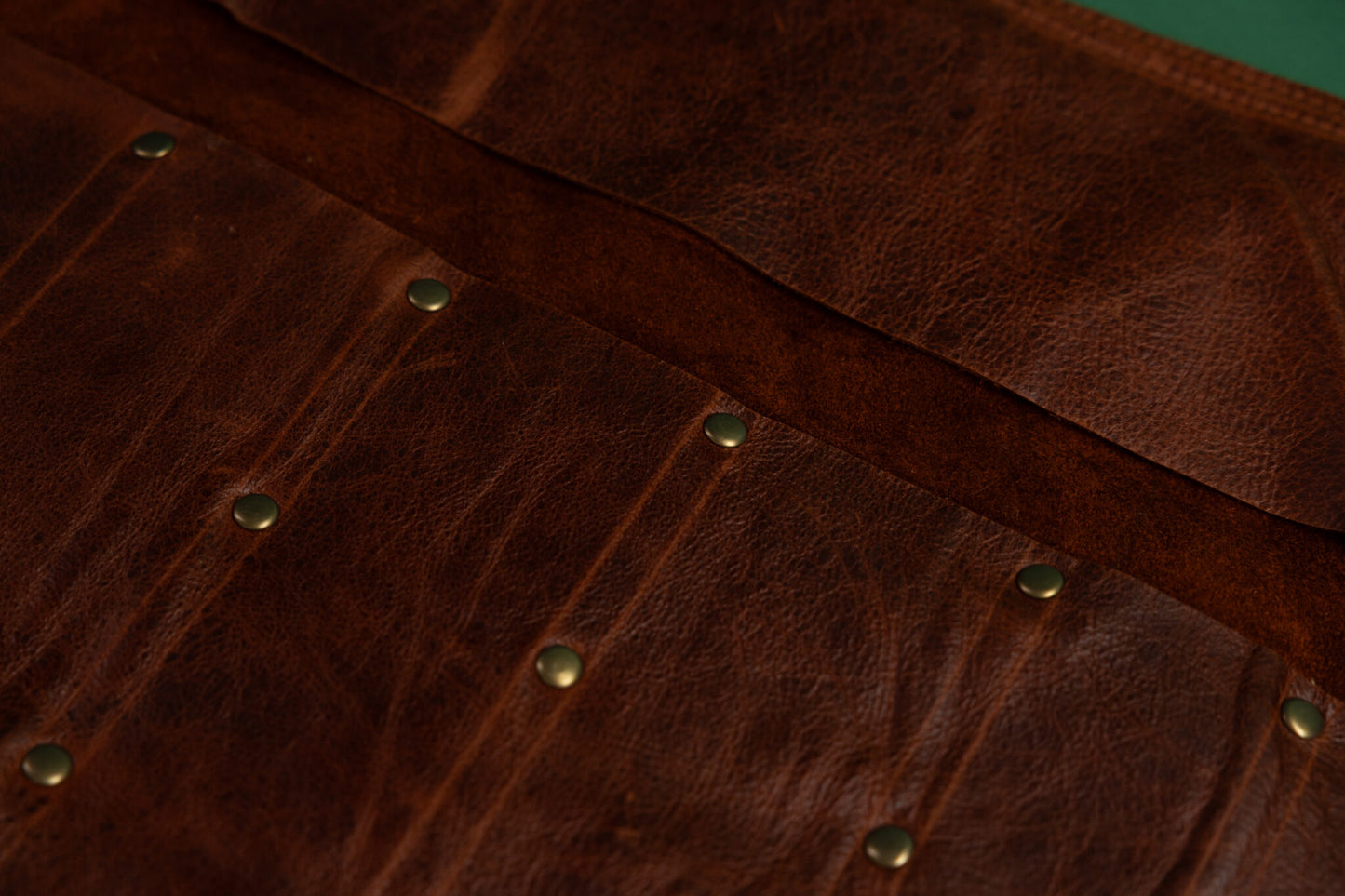 Brown Handmade Leather Knife Roll (15 Pockets)