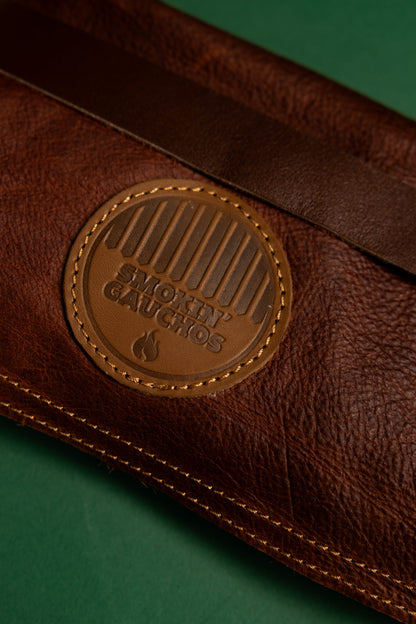 Brown Handmade Leather Knife Roll (15 Pockets)