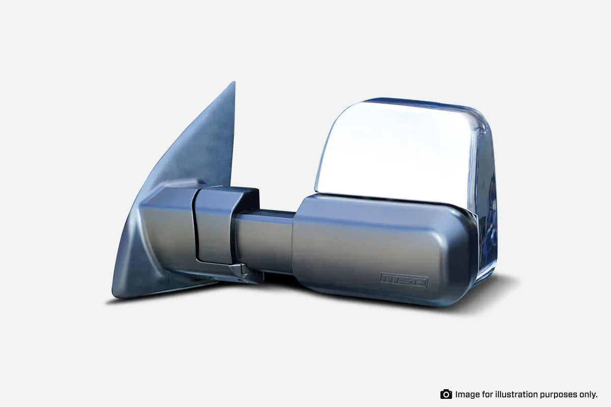 MSA Towing Mirrors, TM1401-NISSAN NAVARA NP300, CHROME, ELECTRIC
