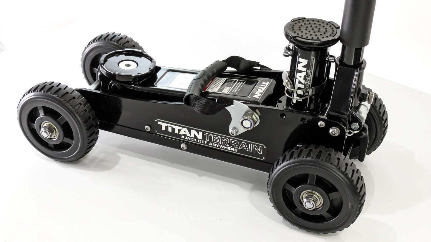 Side shot of Titan Terrain rugged floor jack