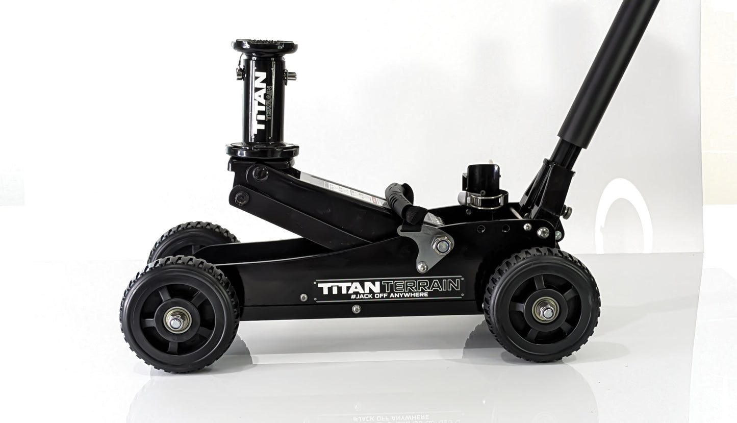 side view of Titan terrain rugged floor jack
