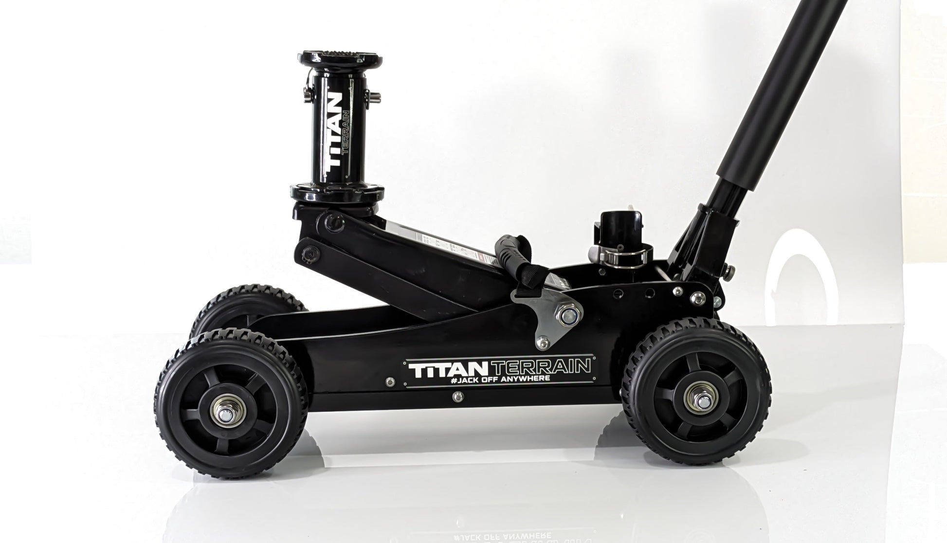 side view of Titan terrain rugged floor jack
