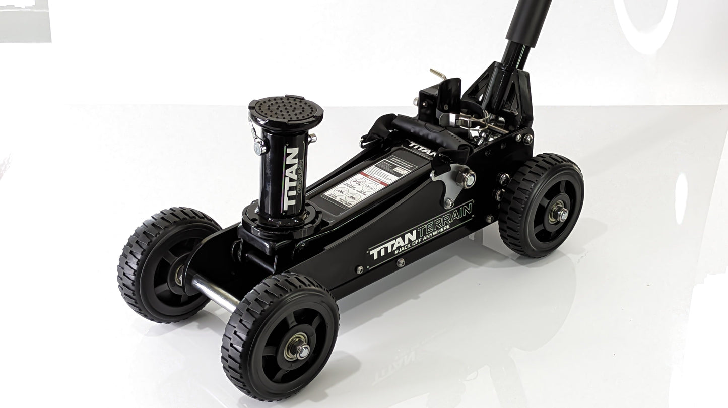 Angle view of titan terrain rugged floor jack