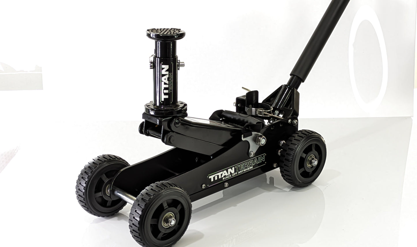 Angle view of titan terrain rugged floor jack