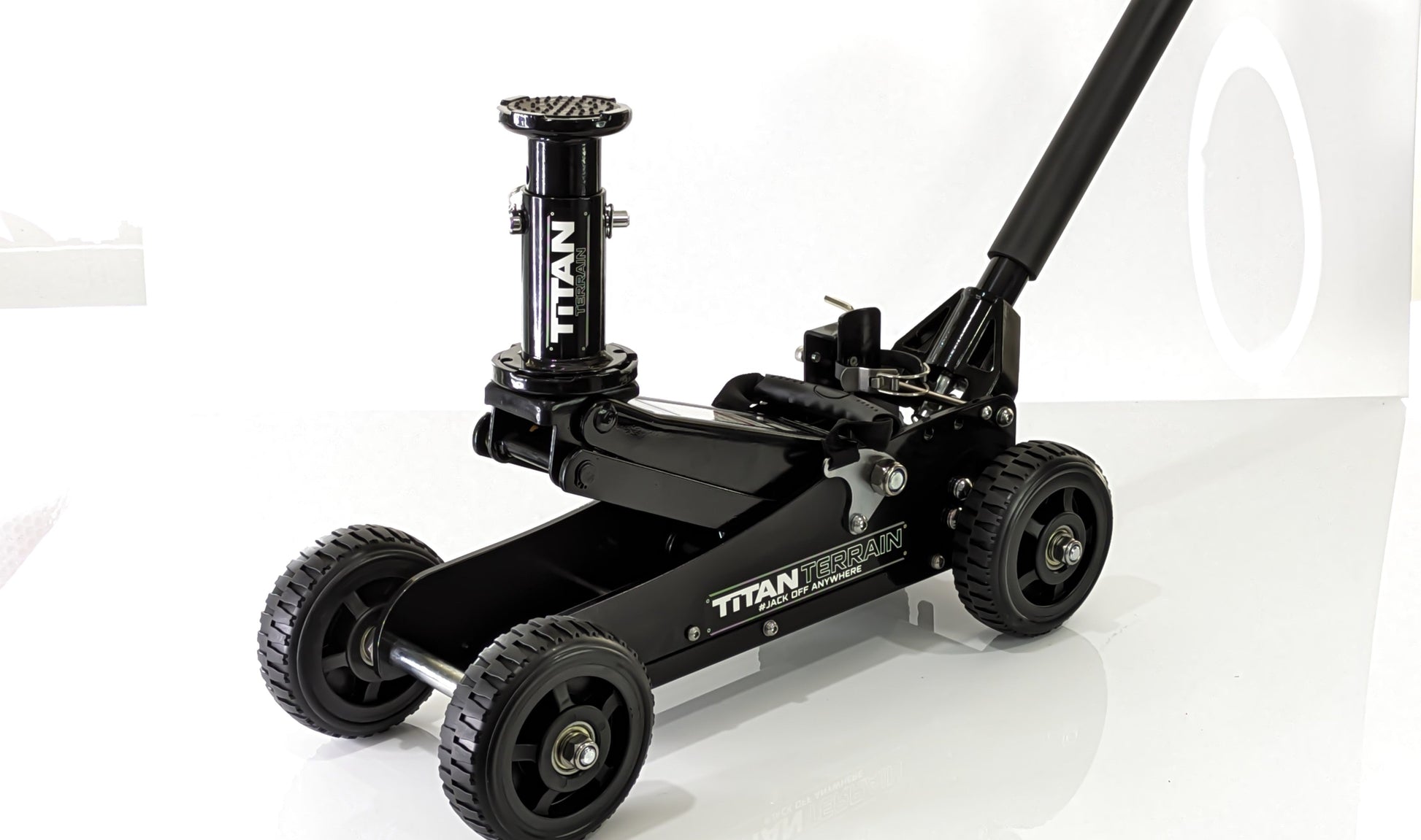 Angle view of titan terrain rugged floor jack