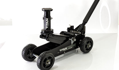 Angle view of titan terrain rugged floor jack