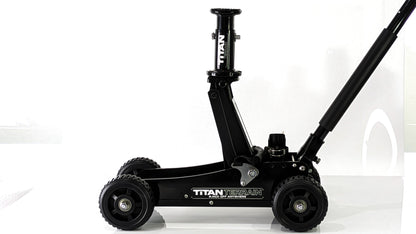 Angle view of titan terrain rugged floor jack at max extension