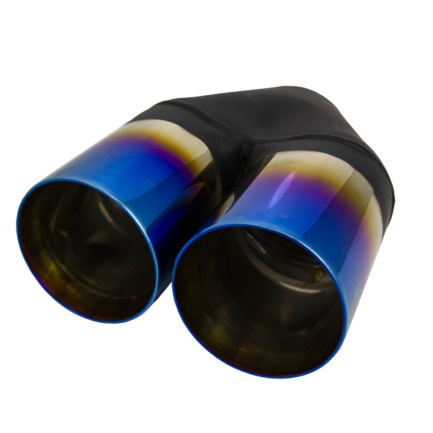 Y-Piece 3.5"" Exhaust Tip - Titanium Blue Finish Double Wall Inline