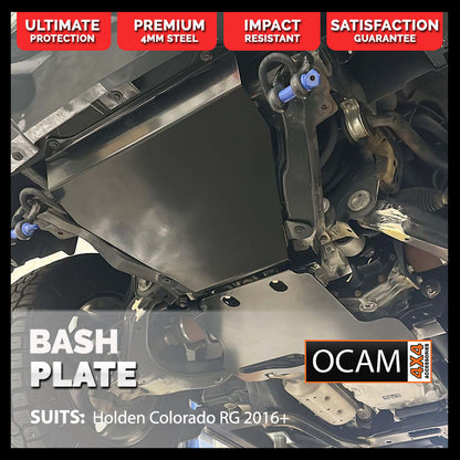 OCAM 2pce Steel Bash Plates For Holden Colorado RG 07/2016-Current, 4mm Black