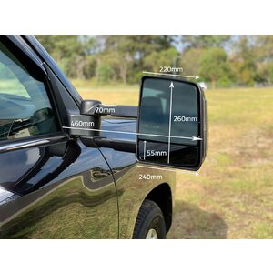 OCAM TM3 Towing Mirrors For Toyota Prado 150 Series, Black, Smoke Indicators, Electric