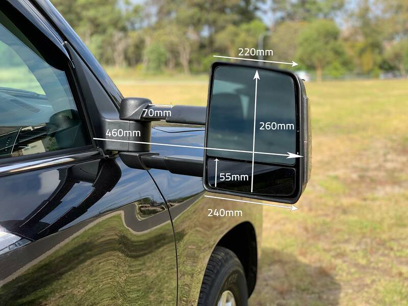 OCAM TM3 Towing Mirrors For Toyota Prado 150 Series, Black, Smoke Indicators, Electric