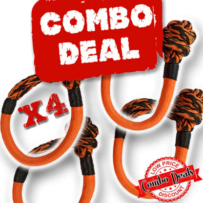 Carbon Offroad 4-Piece Monkey Fist 13T Soft Shackles Bundle - Recovery Gear Bundles