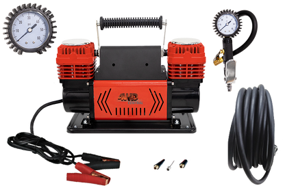 4WD Central Dual Piston Air Compressor | 300L/min | 12v | 2.5m power cord | 8m air hose