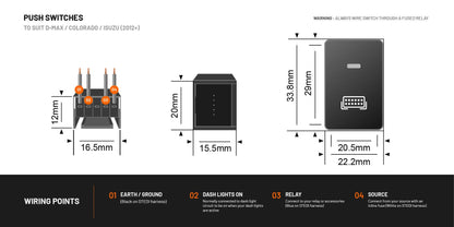 New DMAX COLORADO (2012+) Push Button Switch | Beacon - View 2