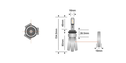 H13 (9008) Copper Head LED Headlight Globes (Pair) - View 4