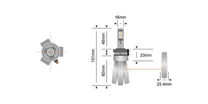 H15 Copper Head LED Headlight Globes (Pair) - View 4