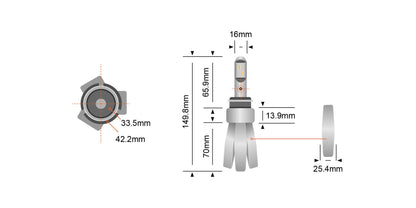 H4 Copper Head LED Headlight Globes (Pair) - View 11