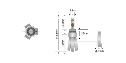 H7 Copper Head LED Headlight Globes (Pair) - View 3