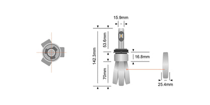 H8 | H9 | H11 | H16 Copper Head LED Headlight Globes (Pair) - View 9