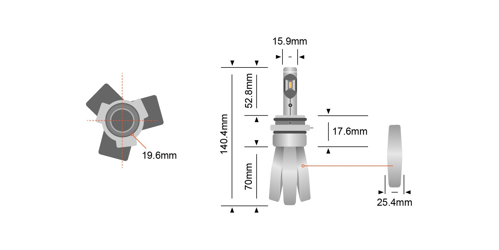 HB3 (9005) Copper Head LED Headlight Globes (Pair) - View 2