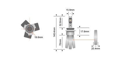 HB3 (9005) Copper Head LED Headlight Globes (Pair) - View 2