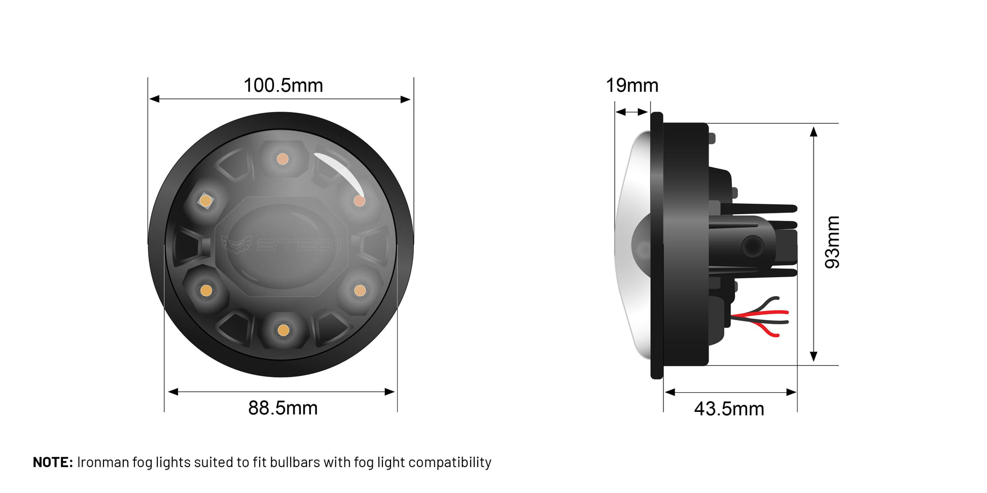 LED / DRL Fog Light to suit Ironman Bull Bars - View 8