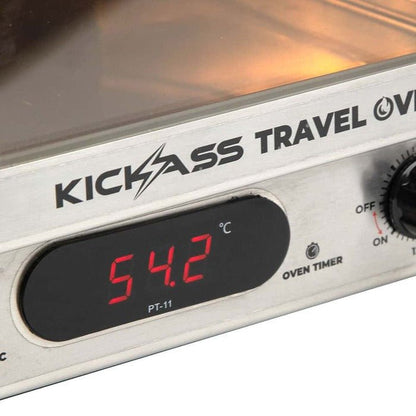 KickAss 12V 130W Portable Travel Oven Small - Glass Door and Thermometer